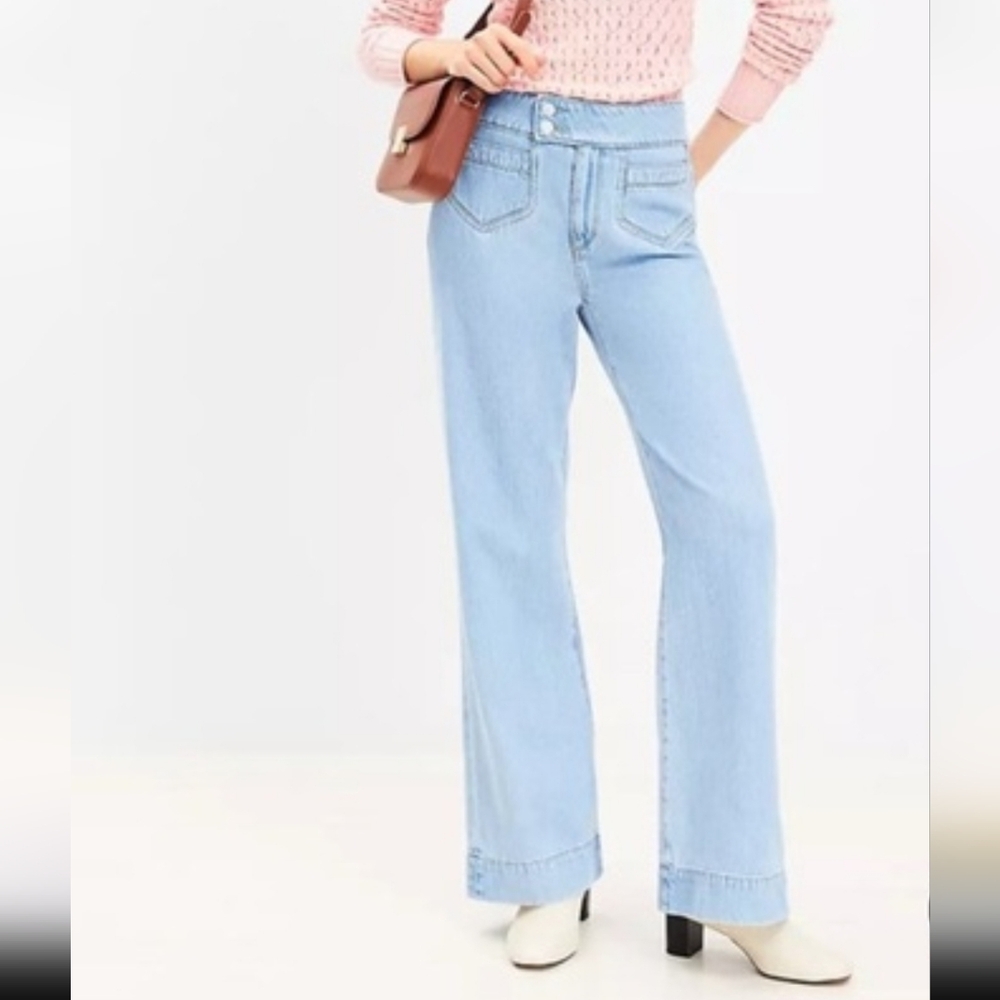 Loft The Wide Leg Denim High-Rise Jeans